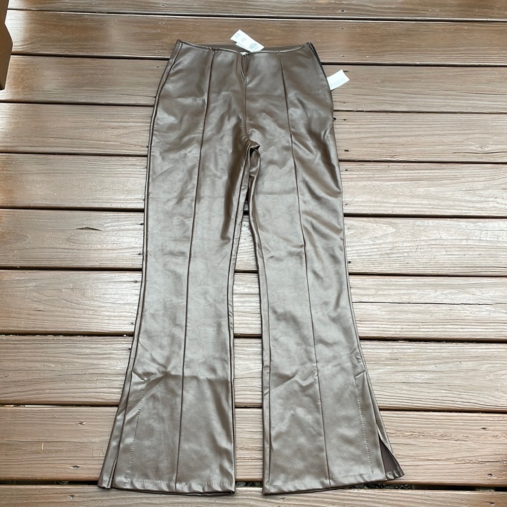 Abercrombie & Fitch Vegan Leather flare pants, size medium. BRAND NEW WITH TAG!